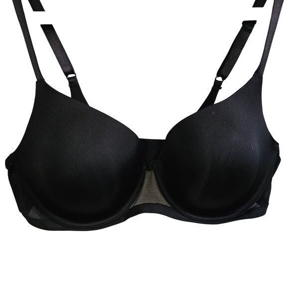 Adore Me Women's 38D Classic Coverage Tee Shirt Bra Solid Black Everyday Basic - Picture 2 of 5